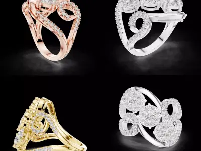 Luxury Diamond Cluster Ring CAD Design for Fine Jewellery 3D print model
