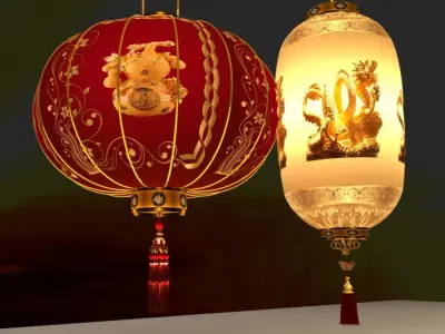 Chinese red lantern 3D model 44