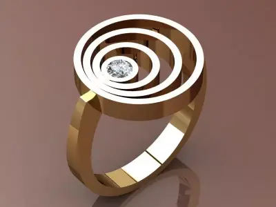 Rings gold ring with diamond in center 3D print model