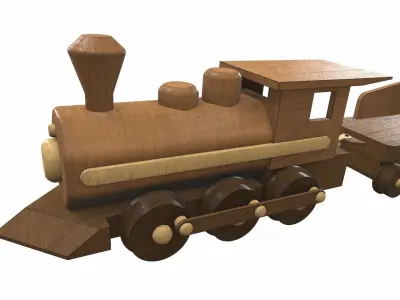 Wooden train toy 4 Free 3D model