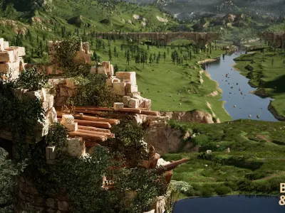 Forgotten Valley Ruins Environment Low-poly 3D model