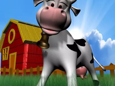 cartoon Cow Rigged Low-poly 3D model