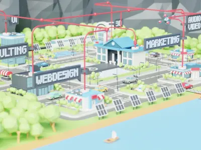 City Town Lowpoly  3D model