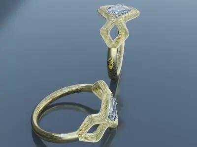 Wireframe Model Gold Ring 3D print model