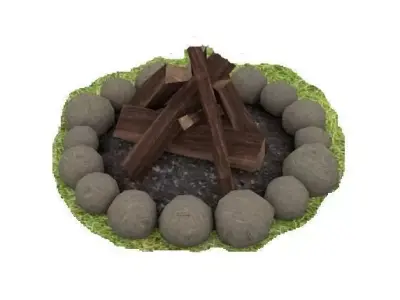 Campfire how to build fire pit Free low-poly 3D model