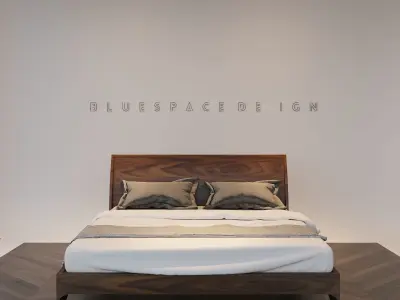 Walnut bed 01 Low-poly 3D model