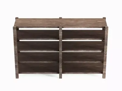 Long Pottery Shelf 03 Low-poly 3D model