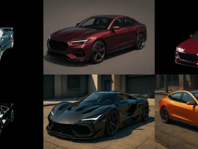 Sport Car bundle 5 pack 100 glb 3D model