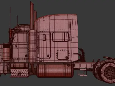 Detailed Peterbilt 379 with interior 3D model