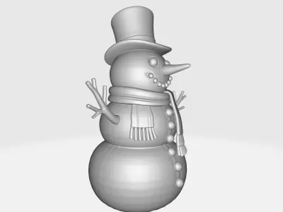 Snowman Model with Hat Scarf and Buttons  Festive Winter  3D print model