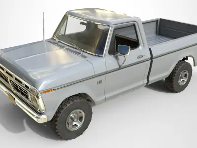 Ford Classic F100 pickup 1976 New Grey Low-poly 3D model
