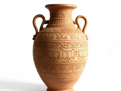 Engraved Terracotta Vase model pack Low-poly 3D model