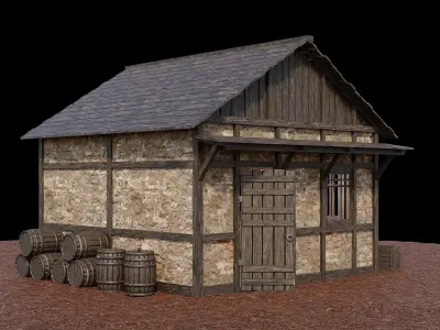 Medieval Village Asset 03 - 4K Textures Game Ready Low-poly 3D model