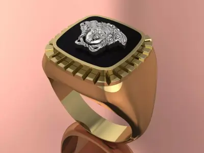 Elegant  Versace Mens Ring Gold Jewelry 3D print model