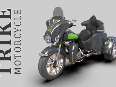 Lowpoly Trike Motorcycle HQ Low-poly 3D model
