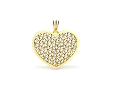 Heart and flowers pendant 3D print model