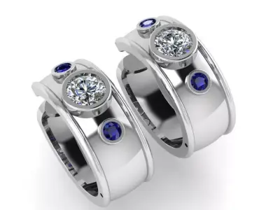 Bezel Setting Hoop Earring 1162 3D print model