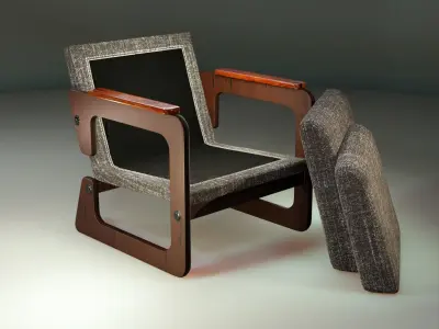 Armchair PBR low-poly Free low-poly 3D model