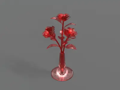  Flower Glass Showpiece Red 3D model