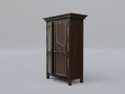 Wardrobe 2 antique cabinet Low-poly 3D model