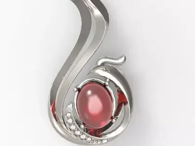 Phoenix with ruby pendant 3D print model