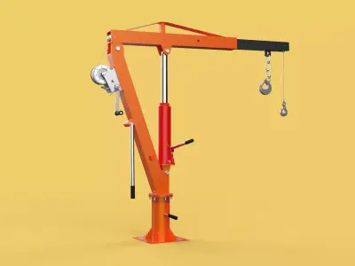 SWIVEL LIFTING HYDRAULIC CRANE MANUAL HAND CRANK WINCH HOOK JIB 3D model