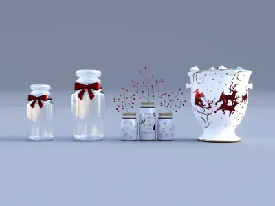 Christmas Jar Ice Bucket Low-poly 3D model