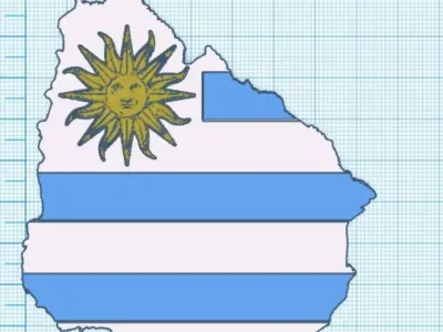Uruguay flag for 3d print 3D print model