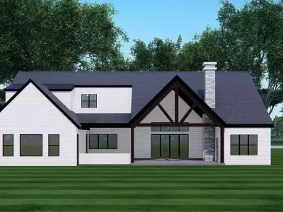 American Exterior House Design Classic Modern Country Home 3D model
