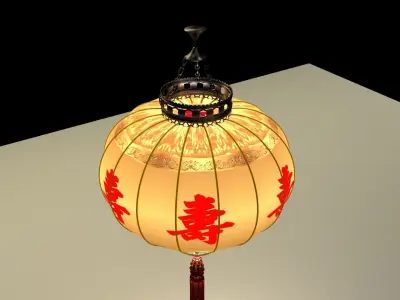 Chinese red lantern 3D model 34