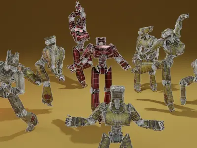 Old Robot rook Free low-poly 3D model