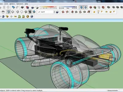 Scifi modern tron car Low-poly 3D model