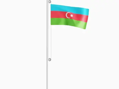 Flag of the Azerbaijan Low-poly 3D model