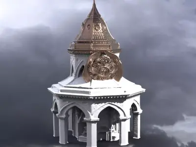 Steampunk Medieval Tower 4 3D model