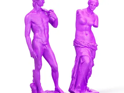 David Michelangelo and Venus Modern sculpture Low-poly 3D model