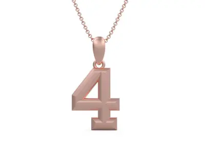 Model 1168 Number 4 Necklace Curved 3D print model