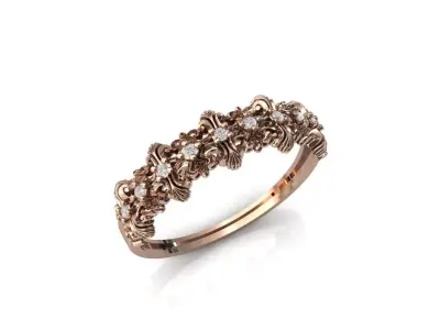 Women Ring Diamond Stone STL 3DM Lightweight Printable 3D print model 43