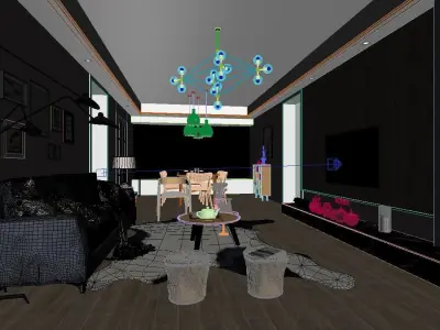 The sitting room Low-poly 3D model