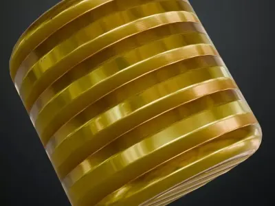 Shiny Golden Corrugated Metal Texture PBR Seamless Texture