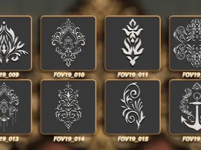 165 Ornament Brush  Alpha  3D Model Vol 19 Baroque 3D model