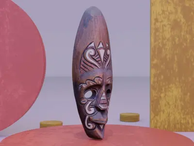 Decorative African wall Mask 10 Low-poly 3D model