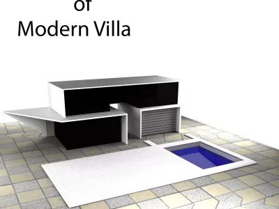 Modern Villa  Low-poly 3D model