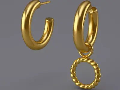 Earrings gold  3D model