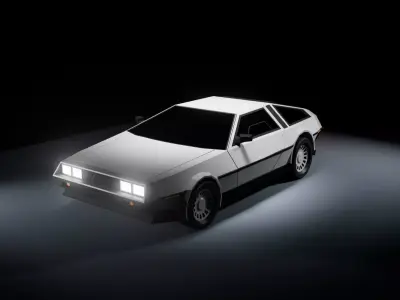 1981 DMC DeLorean Low-Poly Style Low-poly 3D model