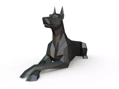 doberman lying down  3D print model