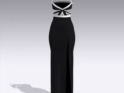 dress wheel style dress black and white  Low-poly 3D model