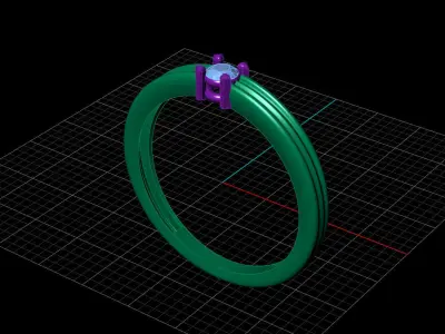 STL 3DM Print Ready Women Diamond Ring Lightweight Printable  3D print model 115