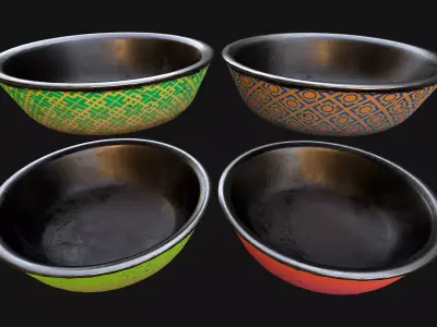 Pet Food Bowl Zoo Dishes for Cats Dogs Low-poly 3D model