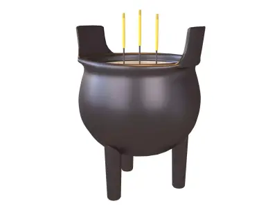 Cartoon Incense Burner v1 004 Low-poly 3D model