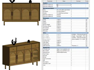 Parametric Sideboard Revit  3D model